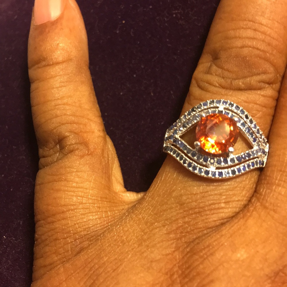 Ring Azotic Gemstone 84 Blue Sapphires Sterling